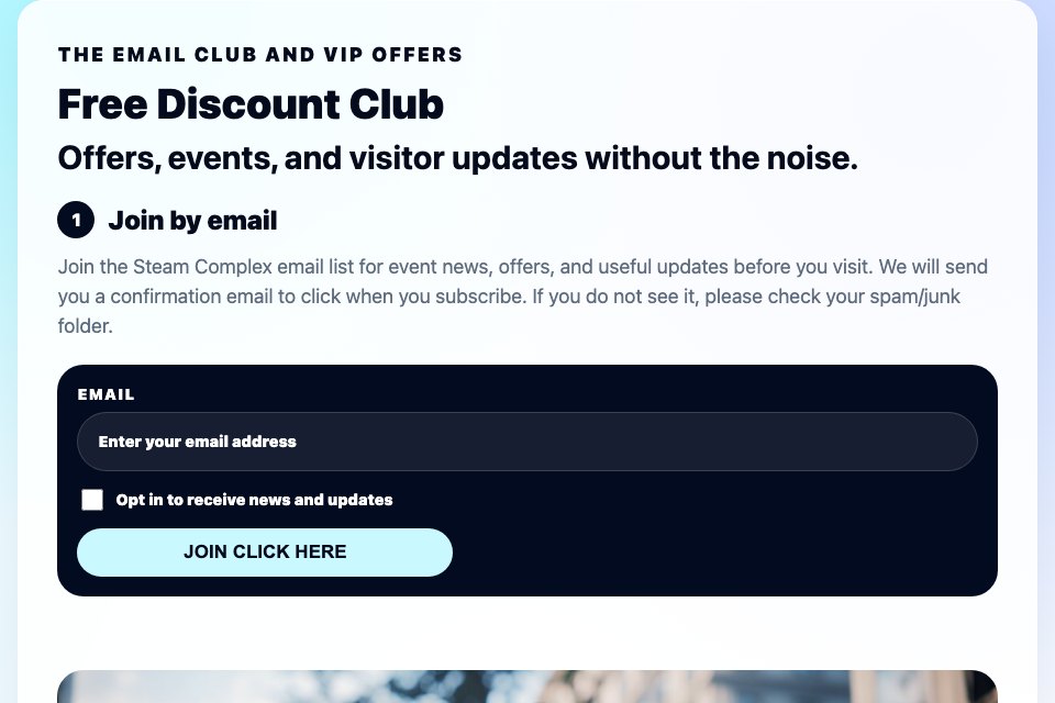 The email club and VIP offers section preview